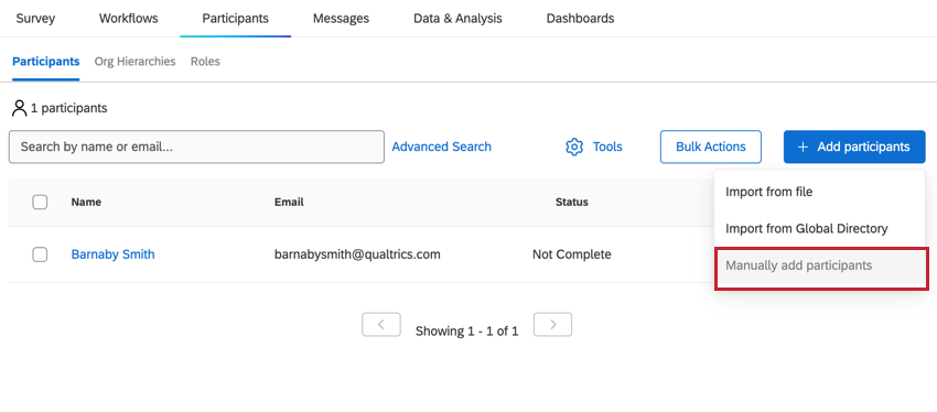 La opción de importación manual está deshabilitada