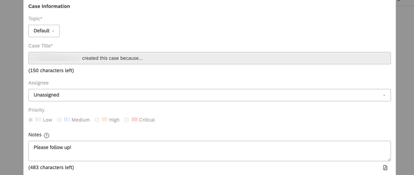 the fields for customizing a ticket