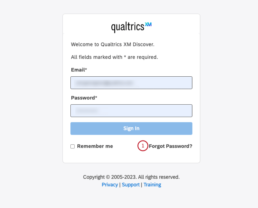 Fare clic sul link Password dimenticata nella pagina di accesso a Studio.