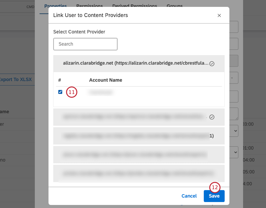 Select the checkbox next to your account to link a user to it and click Save