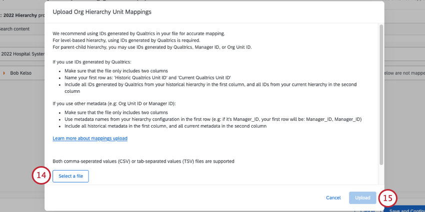 ファイルのアップロードの手順を指示する新しいウィンドウが表示されます。下部にあるボタンでファイルを選択し、アップロードを確定します。