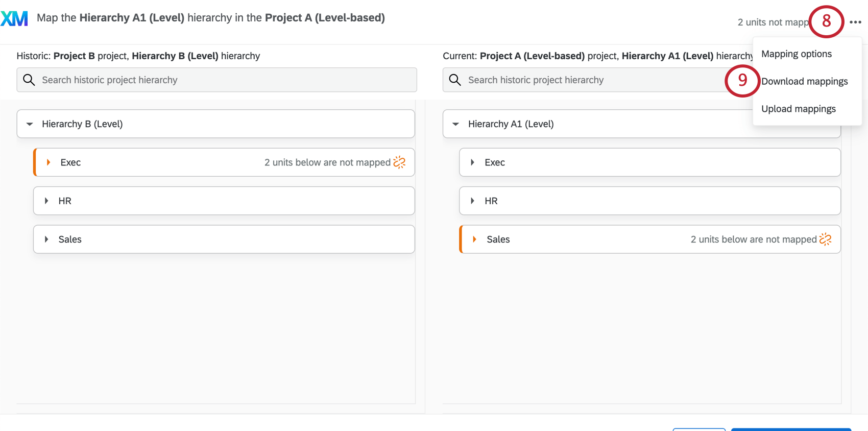 clicking the three dots in the top right and then Download mappings