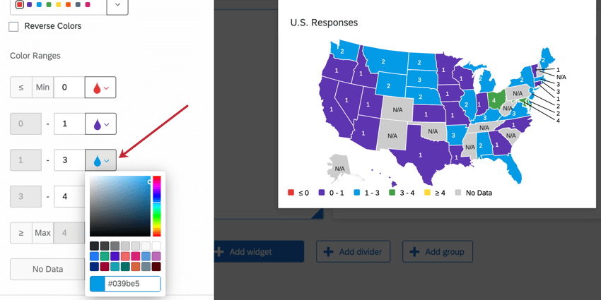 choosing a color for a range