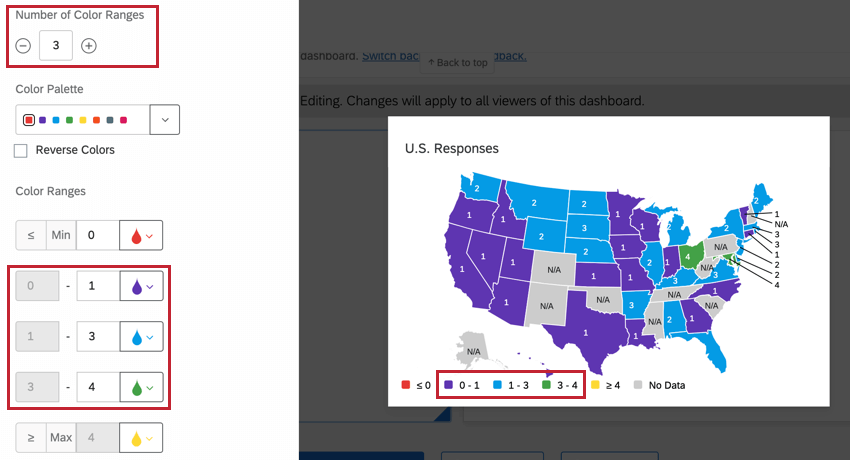 the number of color ranges option