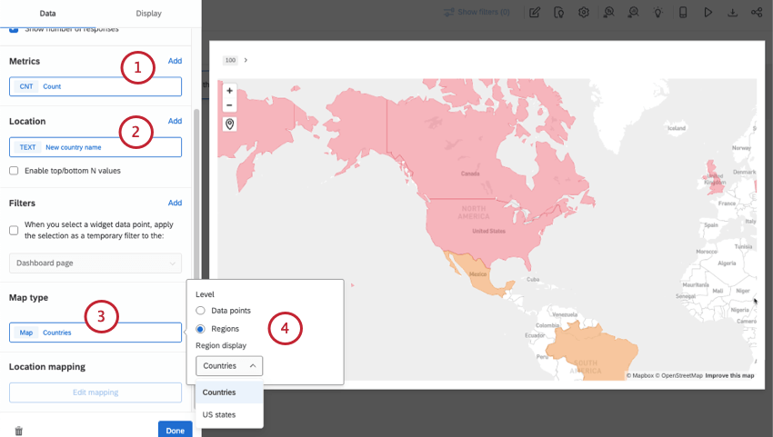 impostazione di un widget mappa