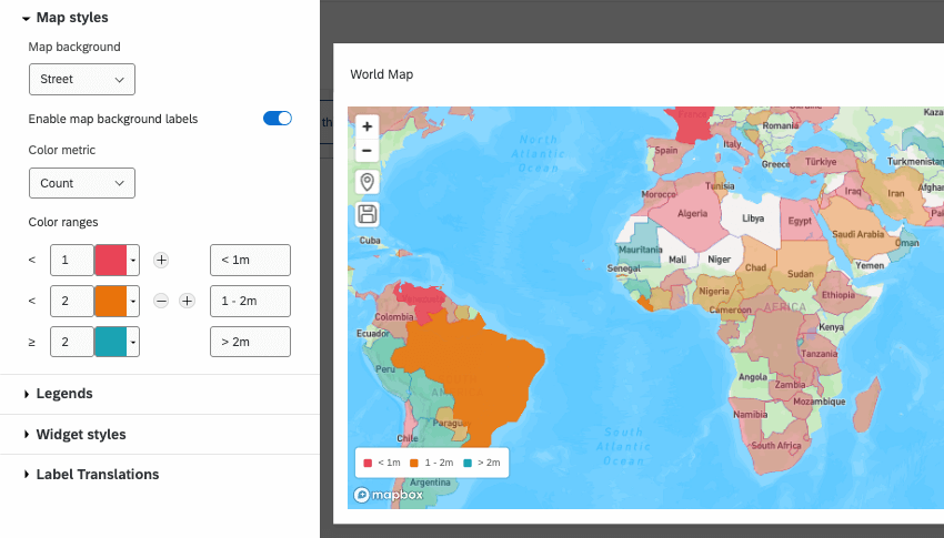 all the settings in the map styles header of the display options