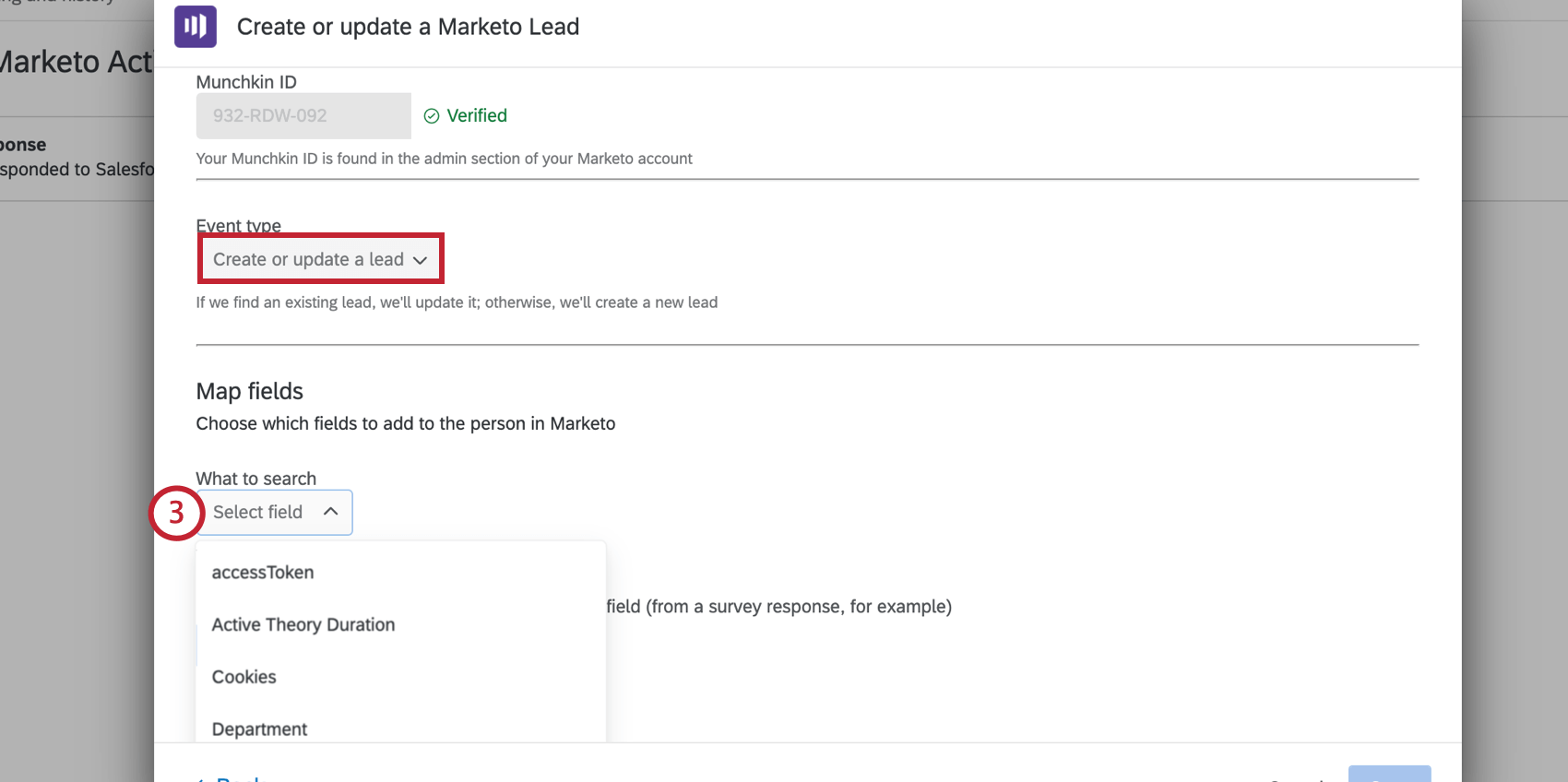 choisir un champ de recherche