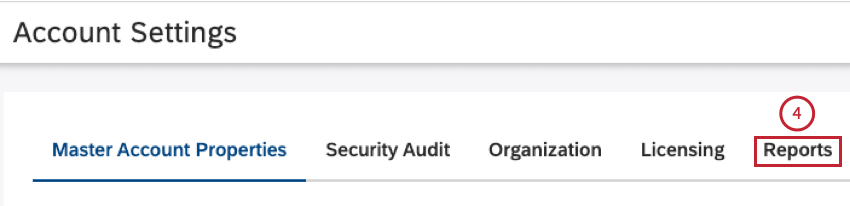 guia relatórios nas configurações da conta