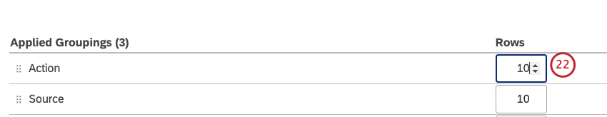 adjusting number of rows