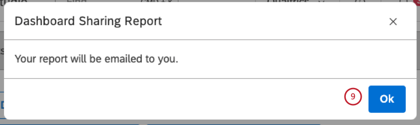 report email confirmation box
