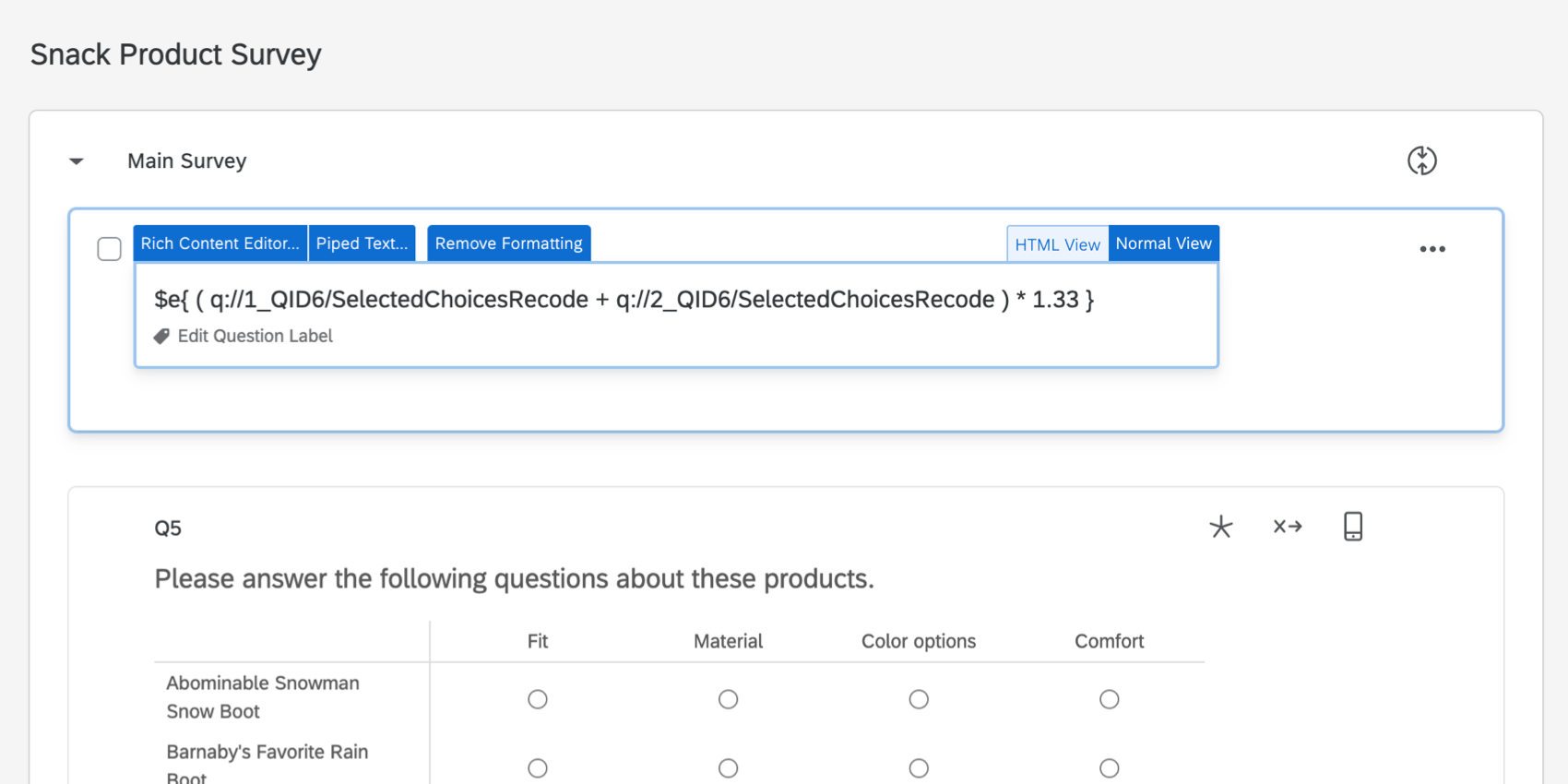 Acceso al editor de contenido enriquecido desde el editor de encuestas