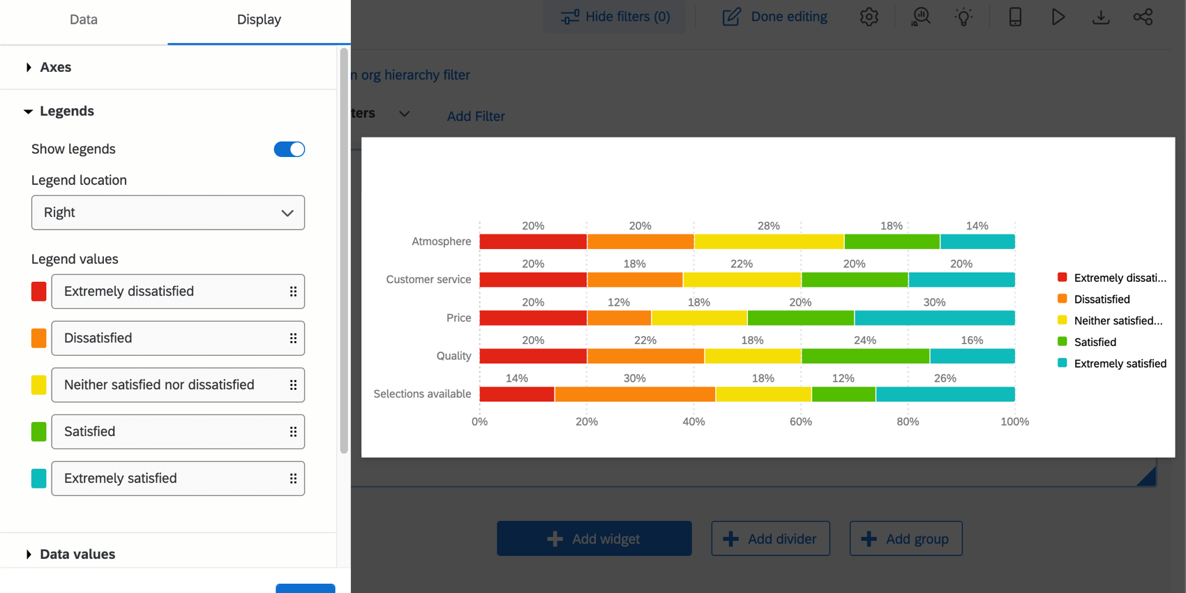 Opciones de color de la leyenda