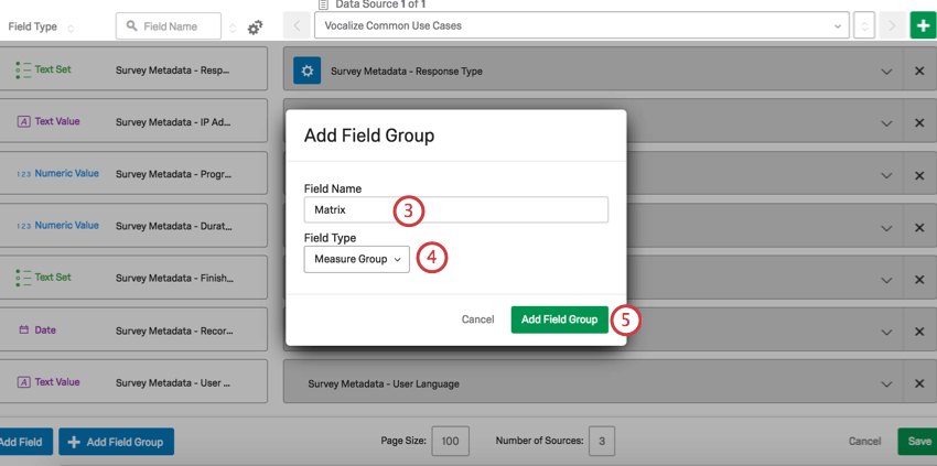 Add field group window appears with the following fields and an apply button in lower-right