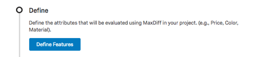 Define step with blue define features button