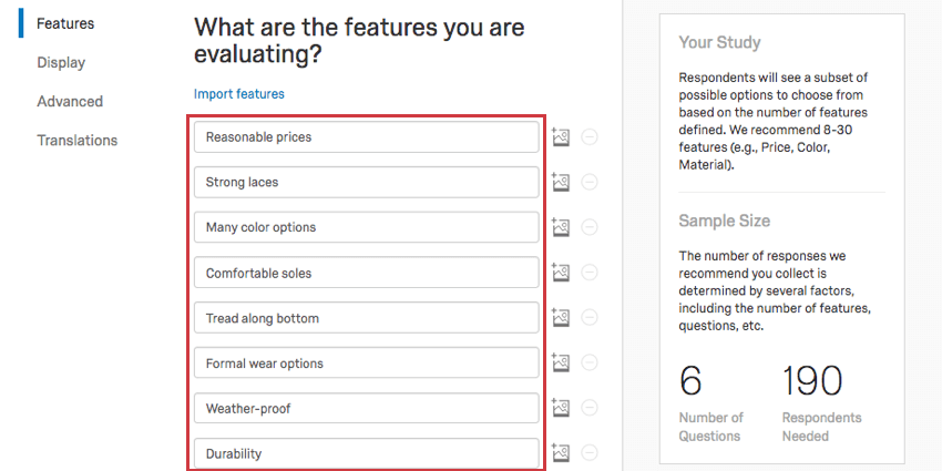 Name field at top of each attribute box