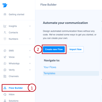 clicking create new flow in the flow builder
