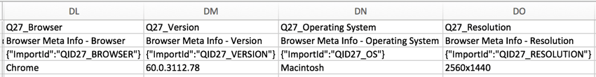 CSV file of metadata