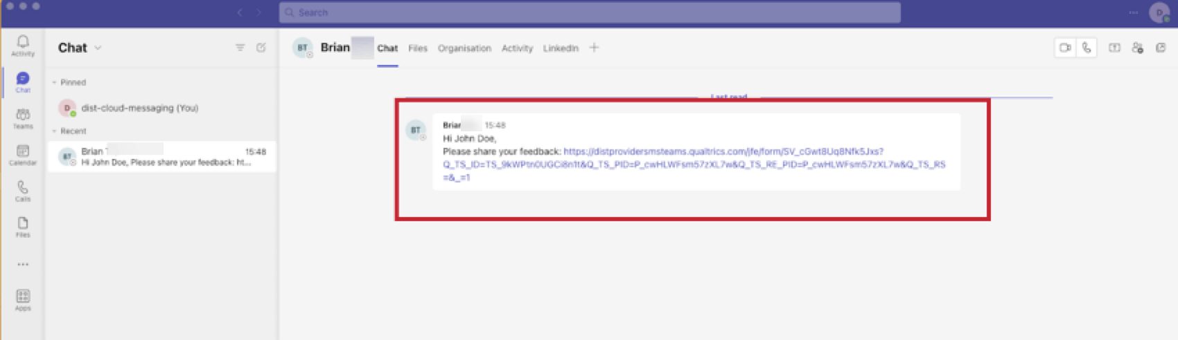 マイクロソフトチームでメッセージを受信する