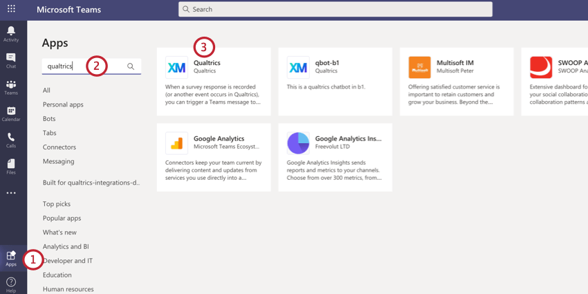 selecting the Qualtrics app in the app store