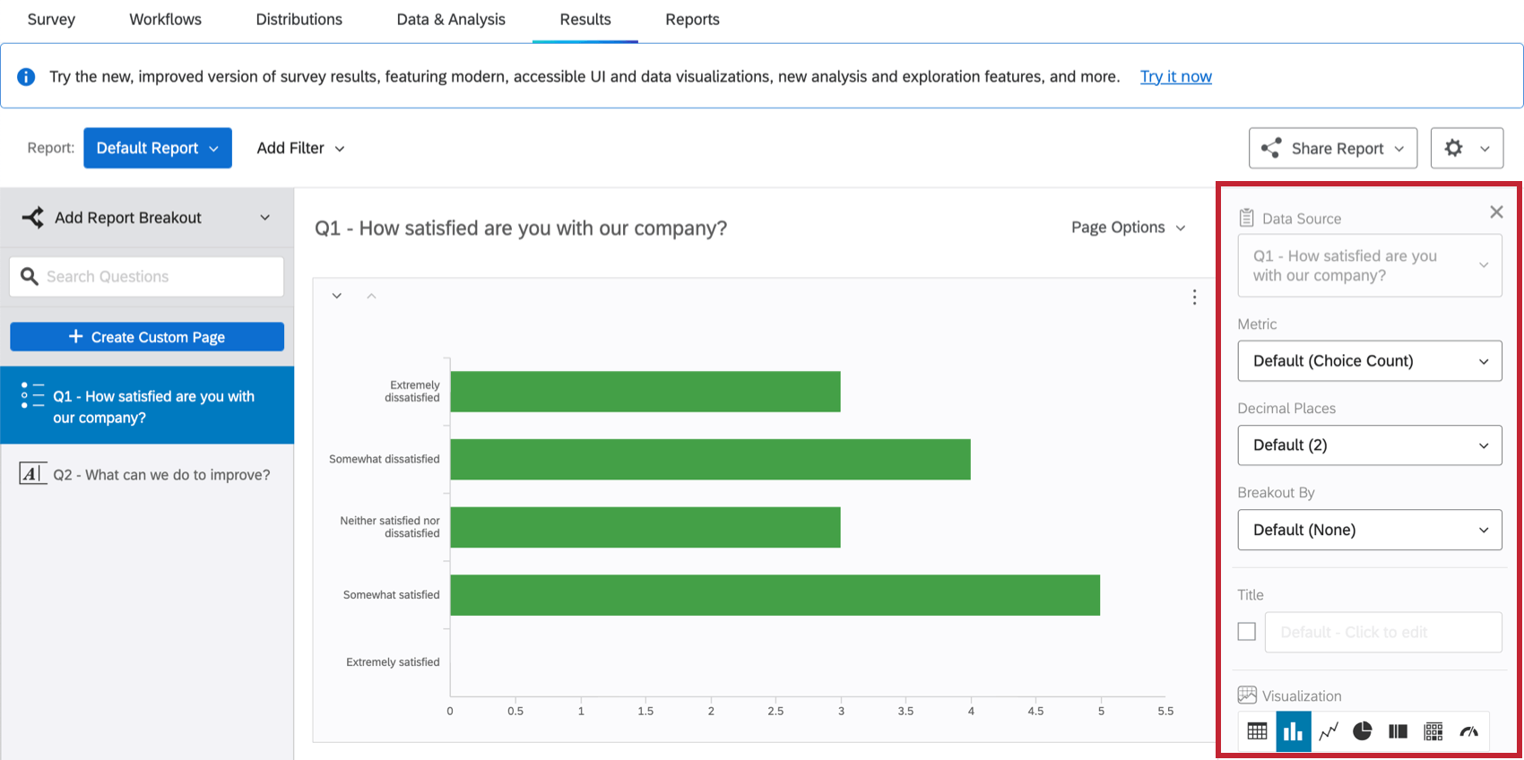 visualization editing panel within results-reports