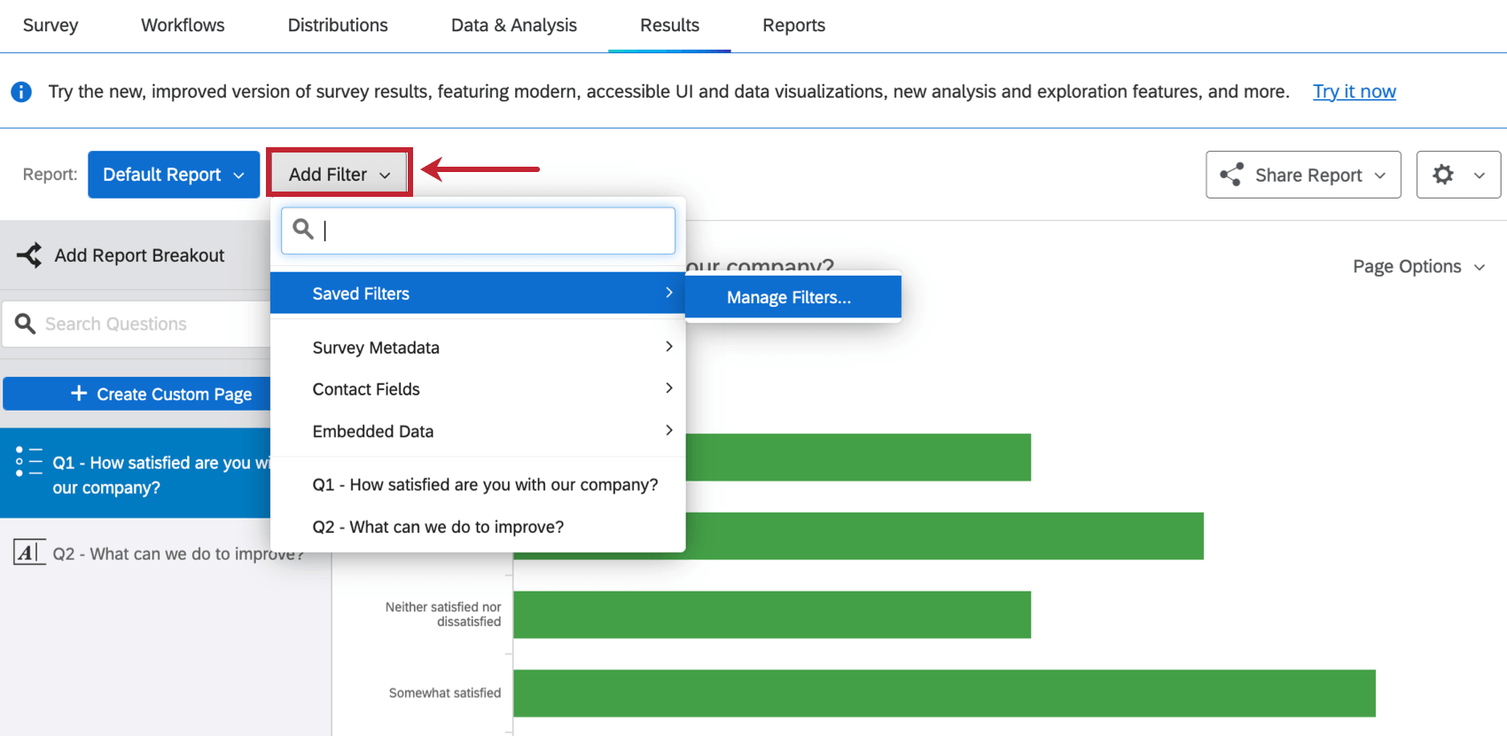 adding a filter within results-reports