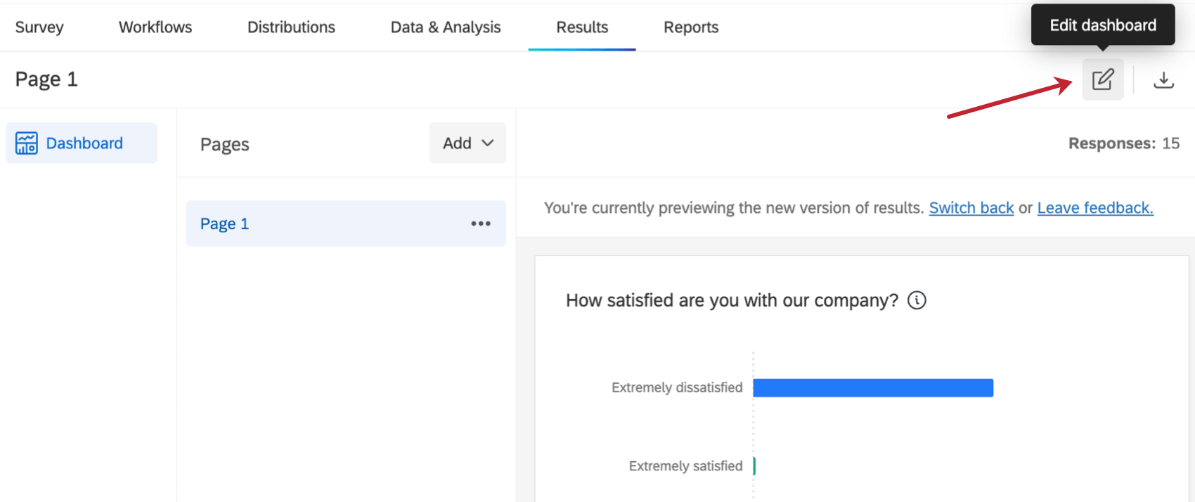 botão de edição do dashboard nos painéis resultados