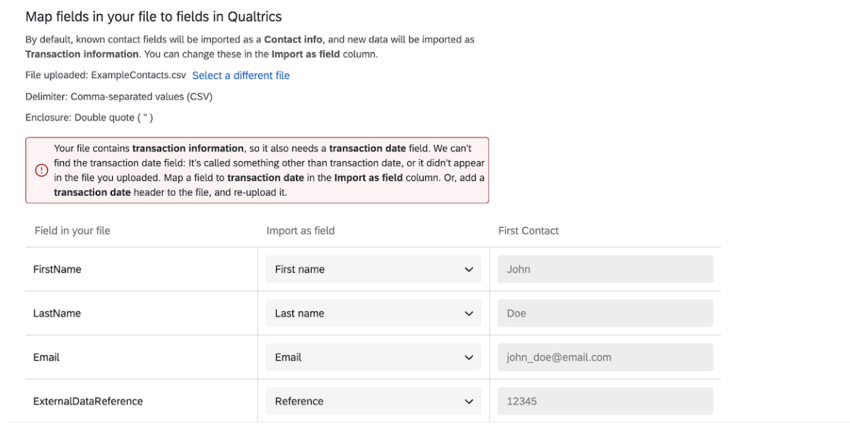 lerreur due à labsence dune date de transaction
