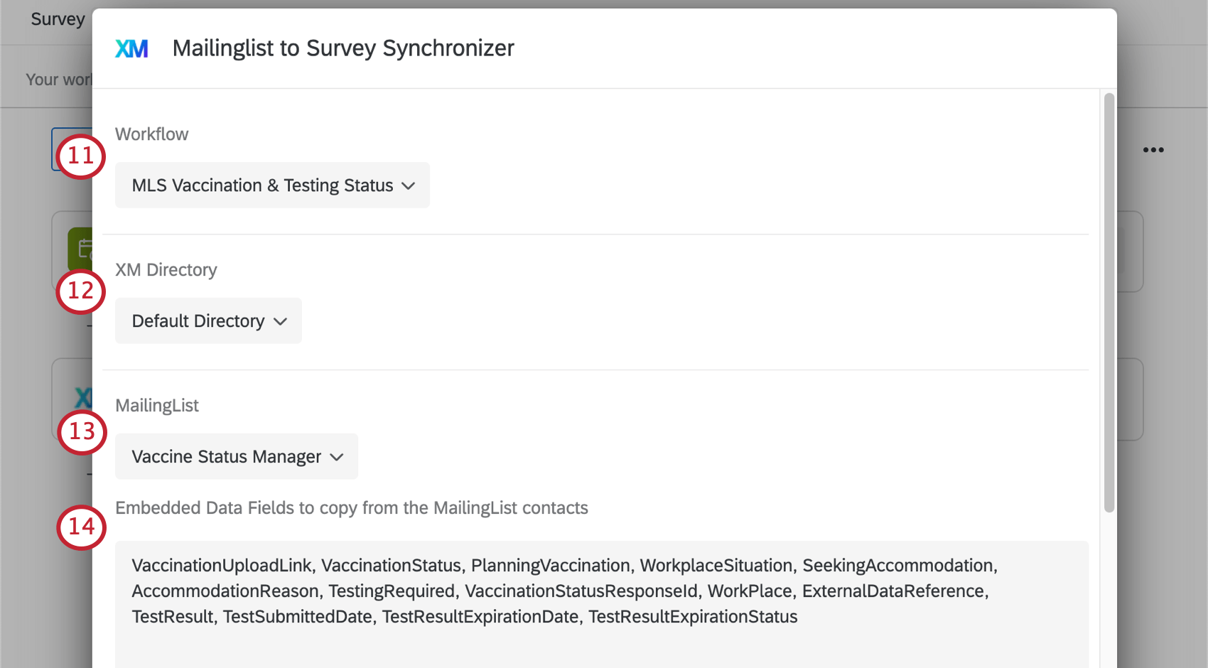 Campos descritos en pasos