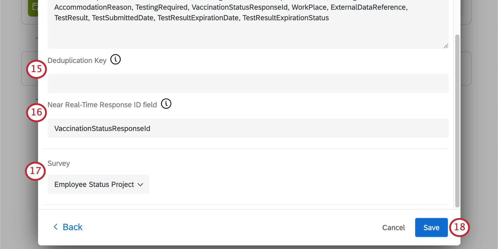 Campi descritti nei passi