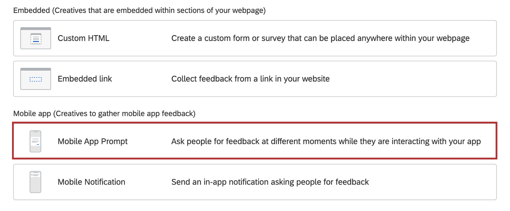 Create New Intercept window with Mobile app selected