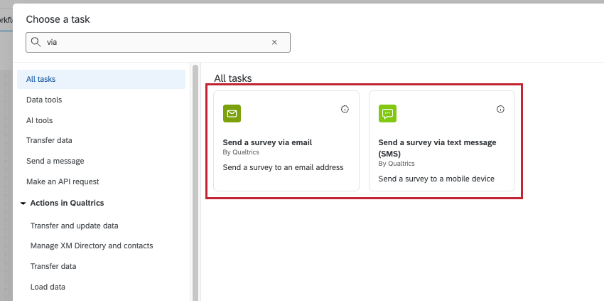 the 2 survey tasks are shown