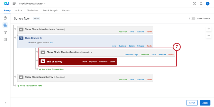 Adding additional elements under the mobile branch