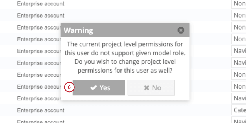 clicking yes in the popup