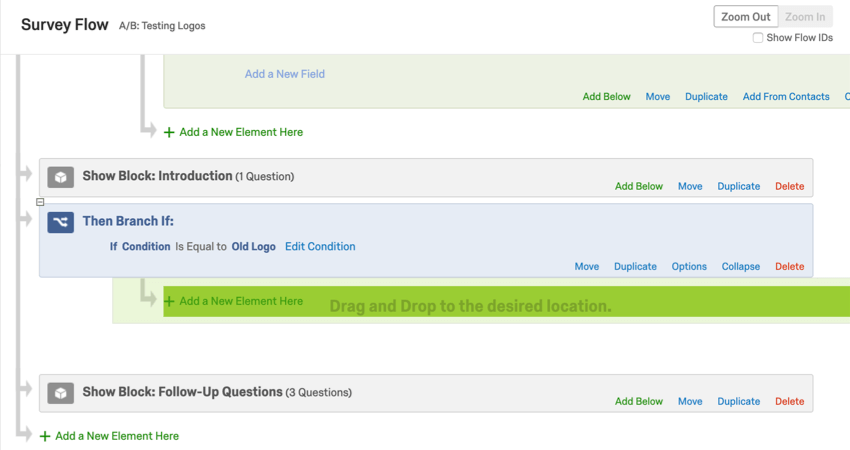 Lelemento diventa verde mentre viene trascinato