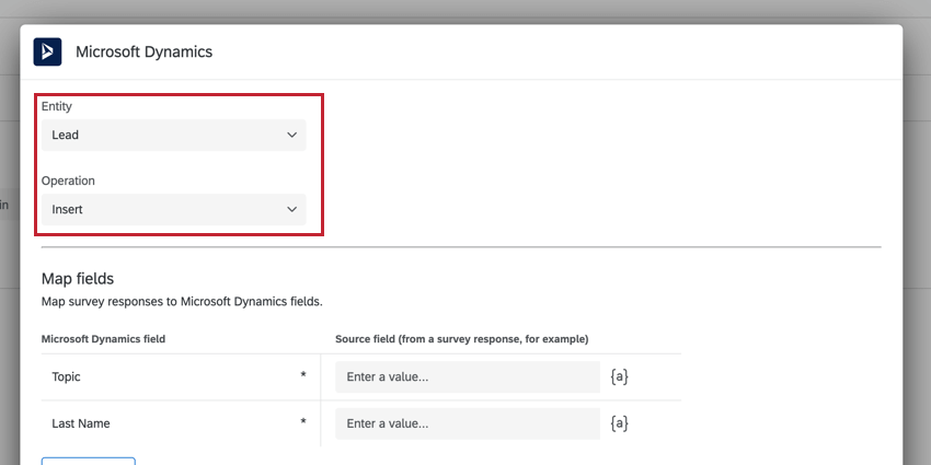 scegliendo Lead per lentità e Insert per loperazione