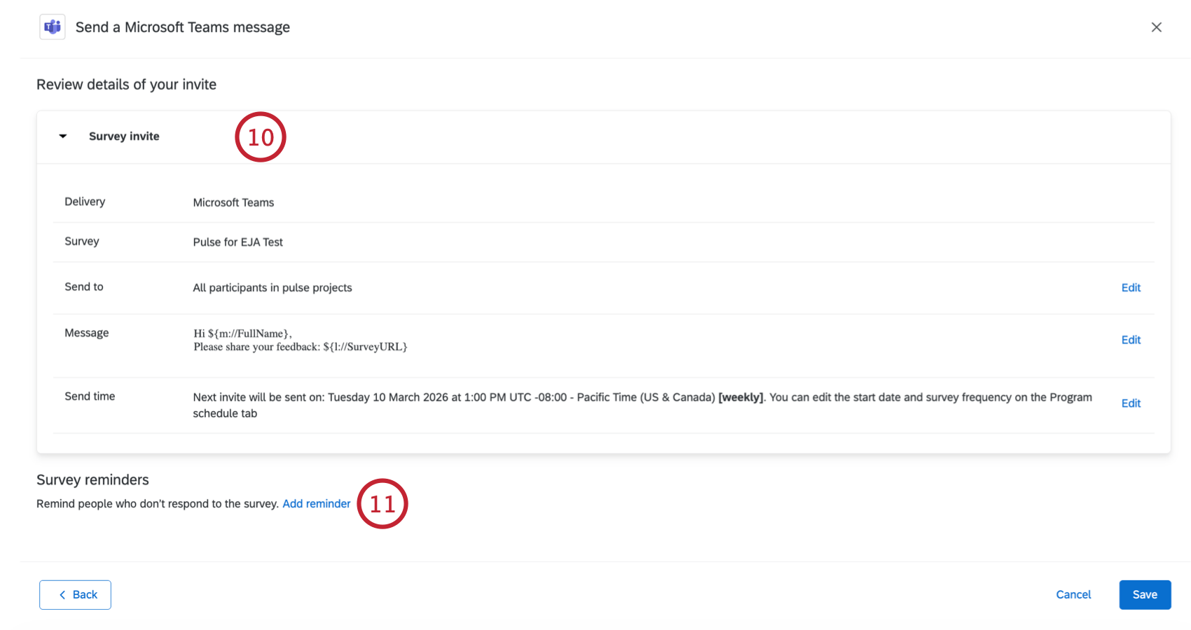 reviewing the distribution and adding a reminder