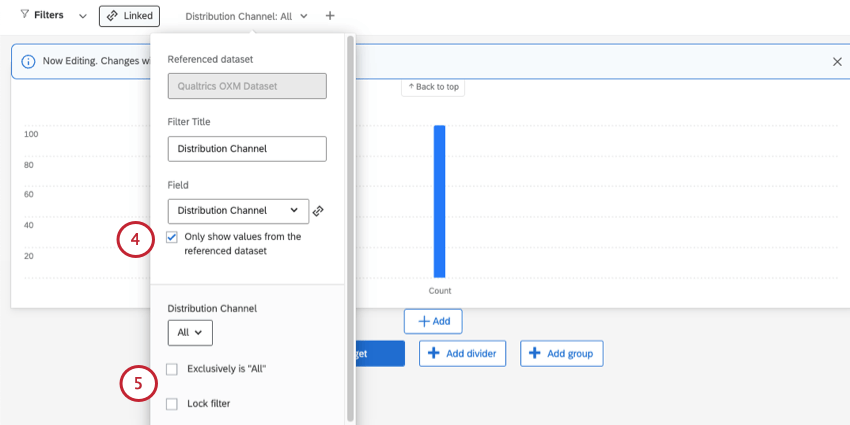 highlighting setting called only show values from the referenced dataset