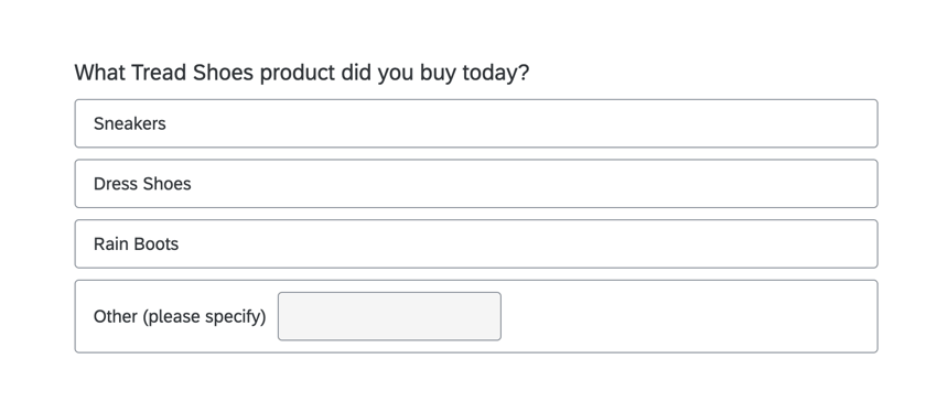 a multiple choice question with clickable buttons