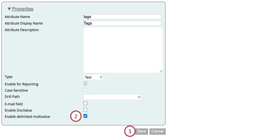 selecting Enable delimited multivalue