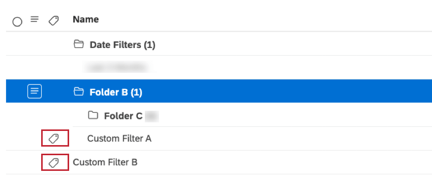 Once you add a label to a filter, a label icon appears next to it on the Filters page.