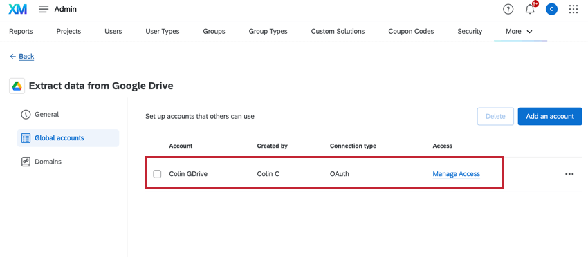 an account successfully added to an extension