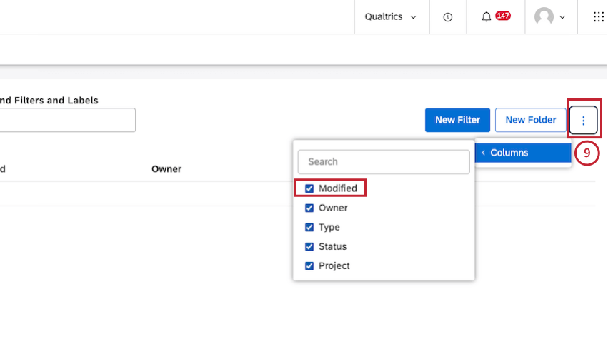 Select which of the optional columns should be displayed in the table on this page by clicking the Options icon, and ensure that the checkbox next to the columns that you wish to display is selected.