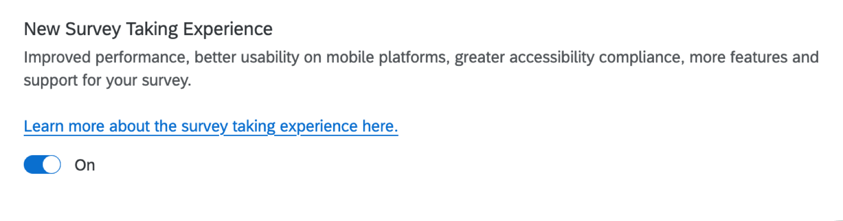 o botão de alternância para ativar a nova experiência de realização de pesquisa nas configurações pesquisa