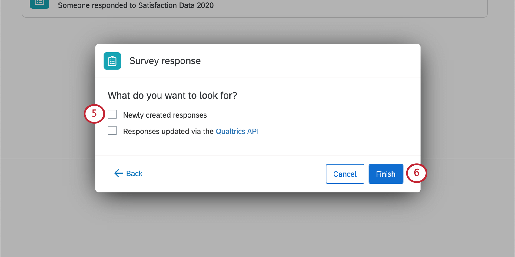 Unaltra nuova finestra in cui selezionare le risposte appena create e/o aggiornate tramite lAPI di Qualtrics
