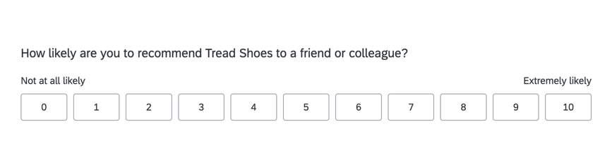 an NPS question in horizontal format