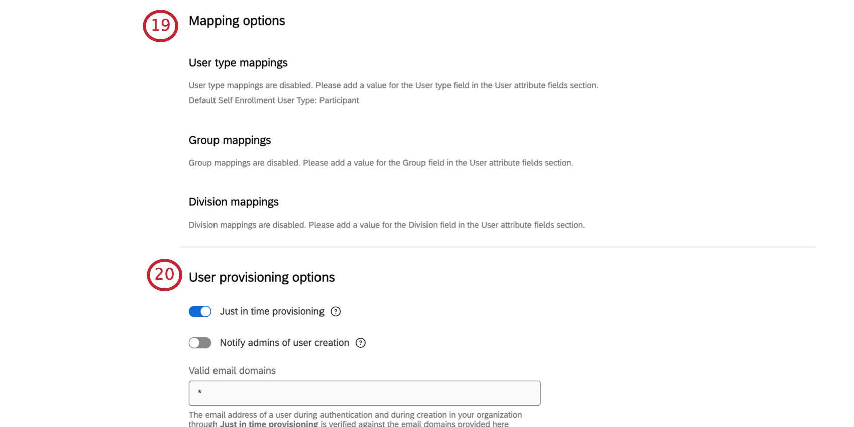 Options de mappage de lutilisateur