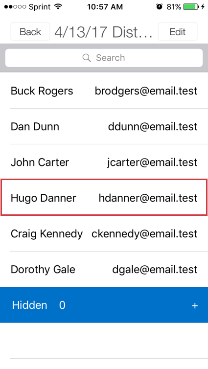 Lista de personas dentro de una lista de contactos
