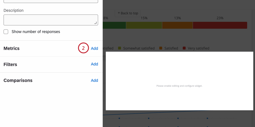 clicando em adicionar métricas