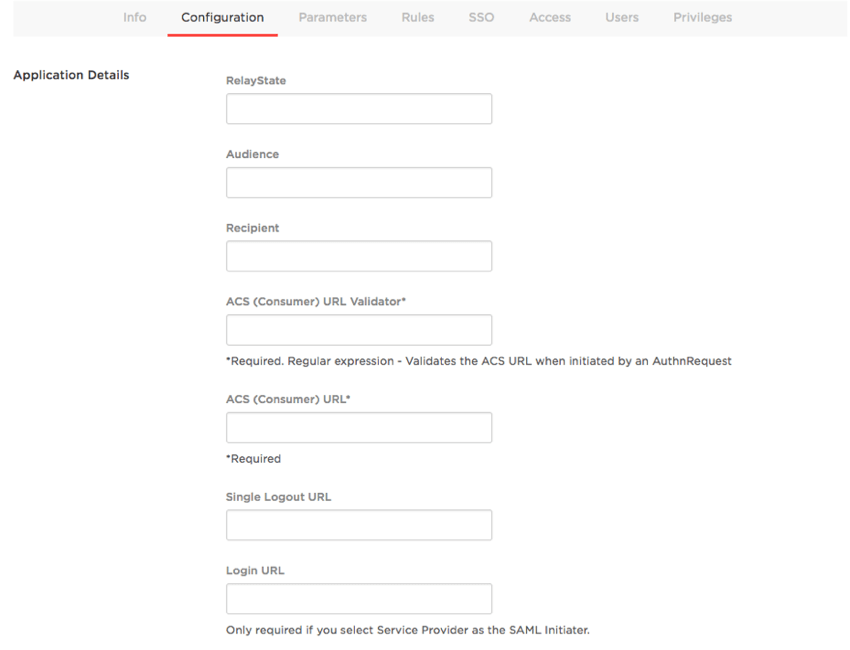 OneLogin-Felder in weiß