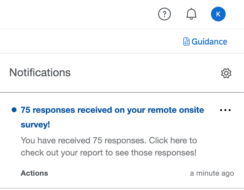 Notificação no produto informando quantas respostas foram recebidas